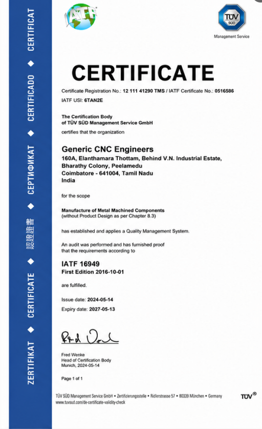 IATF 16949 Certificate 2021-2024